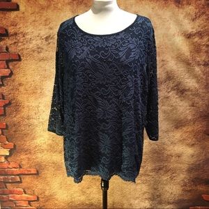 CB Established 1962 Navy Lace Blouse | EUC | 3X
